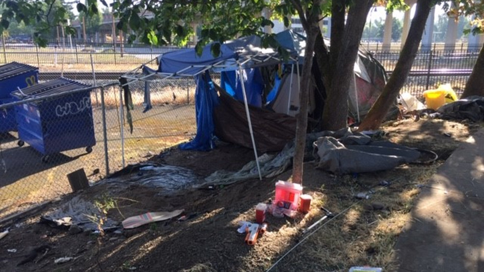 Crews clear homeless camp near downtown Eugene following protest KMTR