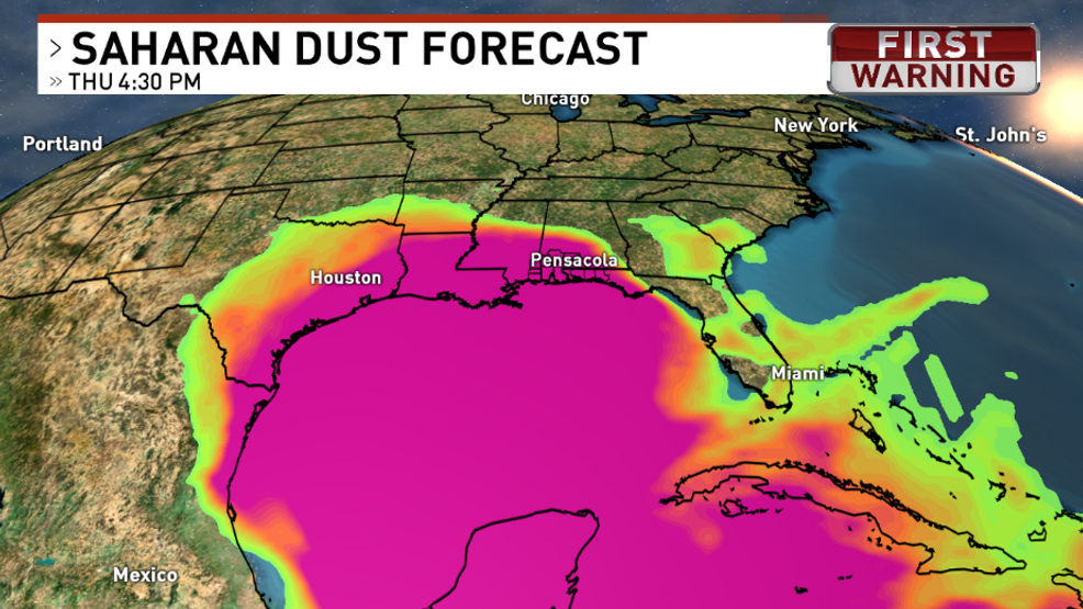 Saharan Dust heading to the Gulf Coast WEAR