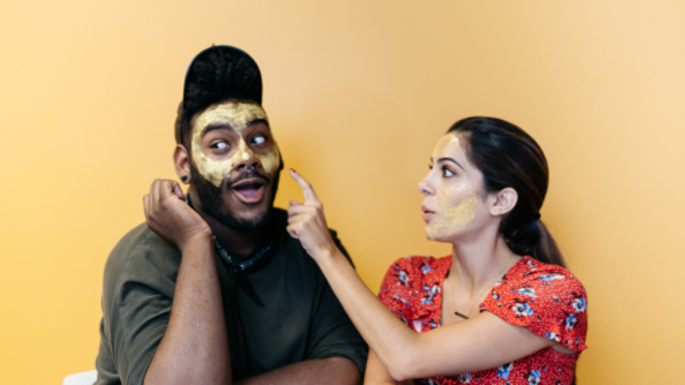 We tried on a $20 gold-infused rubber face mask Mask.jpeg