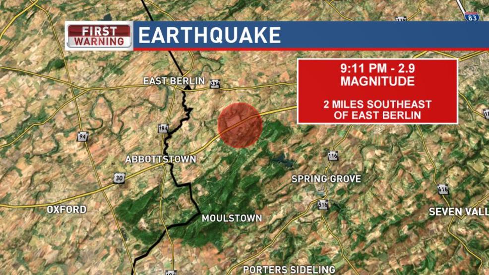 Earthquake reported in York County WHP