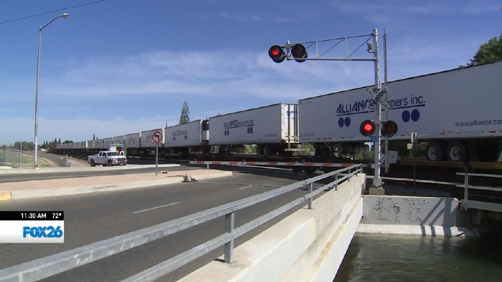 Pedestrian injured when shopping cart hit by train KMPH