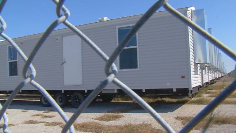 Hundreds of FEMA trailers sitting in Beeville field WOAI