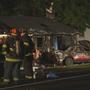 6 people hospitalized after car crashes into house; bursts into flames